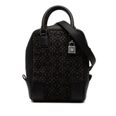 ロエベ アナグラム アマソナ15 ハンドバッグ ショルダーバッグ 2WAY ブラック グレー キャンバス レザー レディース LOEWE 【中古】