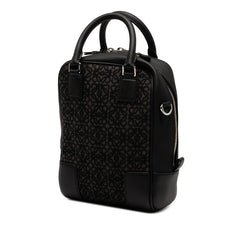 ロエベ アナグラム アマソナ15 ハンドバッグ ショルダーバッグ 2WAY ブラック グレー キャンバス レザー レディース LOEWE 【中古】