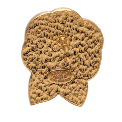 シャネル ココマーク カメリア ピンブローチ ピンズ 02A ゴールド ブラック メッキ フェイクパール レディース CHANEL 【中古】