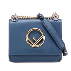 フェンディ キャナイエフ チェーン ショルダーバッグ 8BT286 ブルー ネイビー レザー レディース FENDI 【中古】