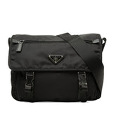 プラダ 三角ロゴプレート 斜め掛け ショルダーバッグ 1BD953 ブラック ナイロン レザー レディース PRADA 【中古】