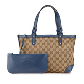 グッチ GGキャンバス ショルダーバッグ トートバッグ 269878 ベージュ ブルー キャンバス レザー レディース GUCCI 【中古】