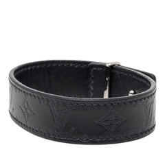 ルイ ヴィトン モノグラム LV スリム シャドウ ブレスレット サイズ19 M4165 ブラック レザー レディース LOUIS VUITTON 【中古】