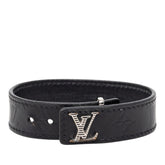 ルイ ヴィトン モノグラム LV スリム シャドウ ブレスレット サイズ19 M4165 ブラック レザー レディース LOUIS VUITTON 【中古】