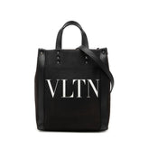 ヴァレンチノ ロックスタッズ ハンドバッグ ショルダーバッグ 2WAY VLTN ブラック ホワイト キャンバス レザー レディース Valentino 【中古】