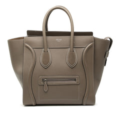 セリーヌ ラゲージ ミニショッパー ハンドバッグ グレージュ レザー レディース CELINE 【中古】