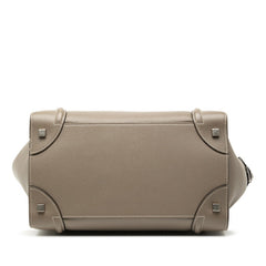 セリーヌ ラゲージ ミニショッパー ハンドバッグ グレージュ レザー レディース CELINE 【中古】