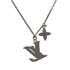 ルイ ヴィトン ペンダント LVイニシャル ネックレス M80208 シルバー ブルー メタル ラインストーン レディース LOUIS VUITTON 【中古】