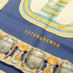エルメス カレ90 TUTANKHAMUN ツタンカーメン スカーフ ブルー マルチカラー シルク レディース HERMES 【中古】