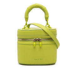 グッチ バンブー ハンドバッグ バニティバッグ ショルダーバッグ 2WAY 828157 ライトグリーン系 レザー レディース GUCCI 中古
