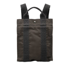 エルメス エールライン アドPM リュック バックパック グレー ブラック キャンバス レディース HERMES 【中古】