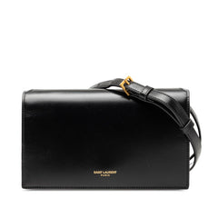 サンローラン 斜め掛け ショルダーバッグ ブラック レザー レディース SAINT LAURENT 【中古】
