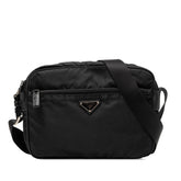 プラダ 三角ロゴプレート ショルダーバッグ ブラック ナイロン レザー レディース PRADA 【中古】