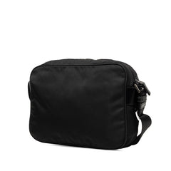 プラダ 三角ロゴプレート ショルダーバッグ ブラック ナイロン レザー レディース PRADA 【中古】