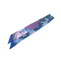 エルメス ツイリー LES ZEBRES ゼブラ スカーフ ネイビー ブルー マルチカラー シルク レディース HERMES 【中古】