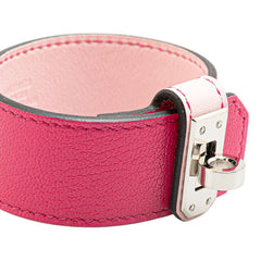 エルメス ケリー ツイストPM バングル ローズ ショッキング シェーブル メタル レディース HERMES 【中古】