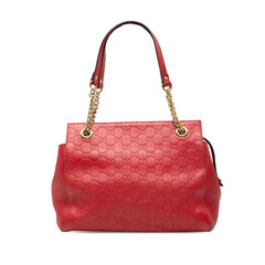 グッチ グッチシマ チェーン トートバッグ ショルダーバッグ 453773 レッド レザー レディース GUCCI 【中古】