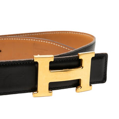 エルメス コンスタンス Hベルト リバーシブル ベルト サイズ:70 ブラック ベージュ ボックスカーフ レディース HERMES 【中古】