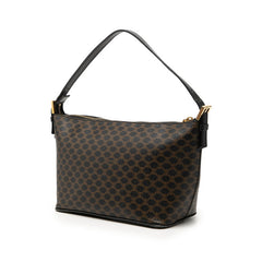 セリーヌ マカダム ハンドバッグ ショルダーバッグ CE00/23 ブラック PVC レザー レディース CELINE 【中古】