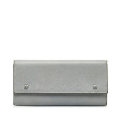 セリーヌ ラージフラップ マルチファンクション 長財布 101673 グレー レザー レディース CELINE 【中古】