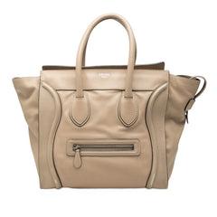 セリーヌ ラゲージ ミニショッパー ハンドバッグ ベージュ レザー レディース CELINE 中古