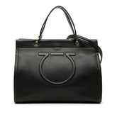 サルヴァトーレフェラガモ ガンチーニ ハンドバッグ ショルダーバッグ 2WAY ブラック レザー レディース Salvatore Ferragamo 【中古】