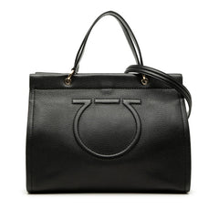 サルヴァトーレフェラガモ ガンチーニ ハンドバッグ ショルダーバッグ 2WAY ブラック レザー レディース Salvatore Ferragamo 【中古】