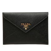 プラダ ロゴ マルチケース カードケース 1MF174 ブラック サフィアーノ レター レディース PRADA 【中古】
