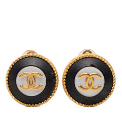 シャネル ココマーク ヴィンテージ イヤリング 97P ゴールド ブラック メッキ レディース CHANEL 【中古】
