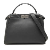フェンディ セレリア ピーカブー ミディアム ハンドバッグ ショルダーバッグ 2WAY 8NB290 グレー レザー レディース FENDI 中古