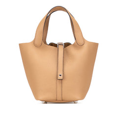 エルメス ピコタンロックPM ハンドバッグ ビスキュイ ベージュ系 シルバー金具 トリヨンクレマンス レディース HERMES 【中古】