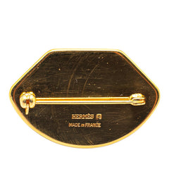 エルメス エマイユ 七宝焼き 旗 モチーフ ブローチ ゴールド ブラック マルチカラー メッキ レディース HERMES 【中古】