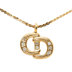 ディオール CDロゴ ネックレス ゴールド メッキ ラインストーン レディース Dior 【中古】