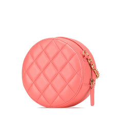 シャネル マトラッセ ココマーク ラウンド チェーン ショルダーバッグ ピンク ラムスキン レディース CHANEL 中古
