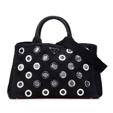 プラダ カナパ グロメット 三角ロゴプレート トートバッグ ショルダーバッグ 2WAY 1BG642 ブラック キャンバス レディース PRADA 【中古】