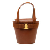 サルヴァトーレフェラガモ ヴァラリボン ハンドバッグ ブラウン レザー レディース Salvatore Ferragamo 【中古】