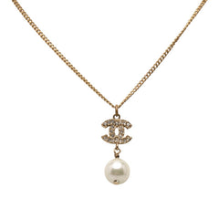 シャネル ココマーク ネックレス A11C ゴールド メッキ ラインストーン フェイクパール レディース CHANEL 【中古】