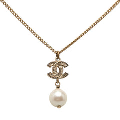 シャネル ココマーク ネックレス A11C ゴールド メッキ ラインストーン フェイクパール レディース CHANEL 【中古】