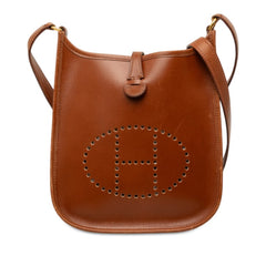 エルメス エブリンTPM 斜め掛け ショルダーバッグ □F 2002 ブラウン ゴールド金具 ボックスカーフ レディース HERMES 【中古】