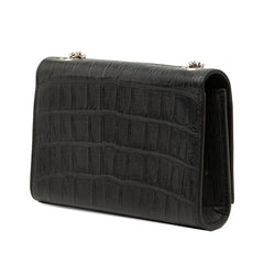 サンローラン YSLロゴ モノグラム ケイト クロコ型押し チェーン ショルダーバッグ ブラック レザー レディース SAINT LAURENT 【中古】