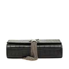 サンローラン YSLロゴ モノグラム ケイト クロコ型押し チェーン ショルダーバッグ ブラック レザー レディース SAINT LAURENT 【中古】