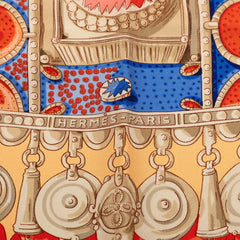 エルメス カレ90 TERRES PRECIEUSES 貴重な場所 スカーフ オレンジ マルチカラー シルク レディース HERMES 【中古】