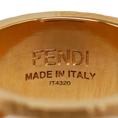 フェンディ ワイドバンド リング 指輪 #M ゴールド メッキ レディース FENDI 【中古】