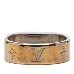ルイ ヴィトン ナノグラム リング 指輪 #S M00216 シルバー ゴールド メタル メッキ レディース LOUIS VUITTON 【中古】