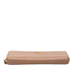 グッチ GGマーモント ラウンドファスナー 長財布 456117 ピンク ベージュ レザー レディース GUCCI 【中古】