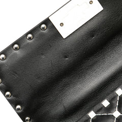 ヴァレンティノ ロックスタッズ スパイク ハンドバッグ ショルダーバッグ 2WAY ブラック ホワイト レザー レディース VALENTINO 【中古】