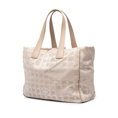 シャネル ココマーク ニュートラベルラインMM トートバッグ ベージュ ナイロン レザー レディース CHANEL 中古