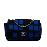 シャネル ココマーク チェーン ショルダーバッグ ハンドバッグ ブルー ブラック レザー コットンジャージ レディース CHANEL 【中古】