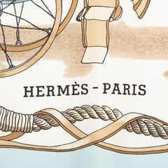 エルメス カレ90 MUSEE 博物館 スカーフ ライトブルー マルチカラー シルク レディース HERMES 中古