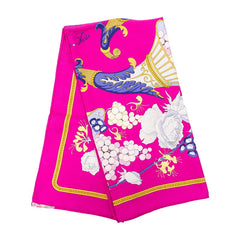 エルメス カレ90 FLEURS RAISINS 葡萄の花 スカーフ ピンク マルチカラー シルク レディース HERMES 【中古】
